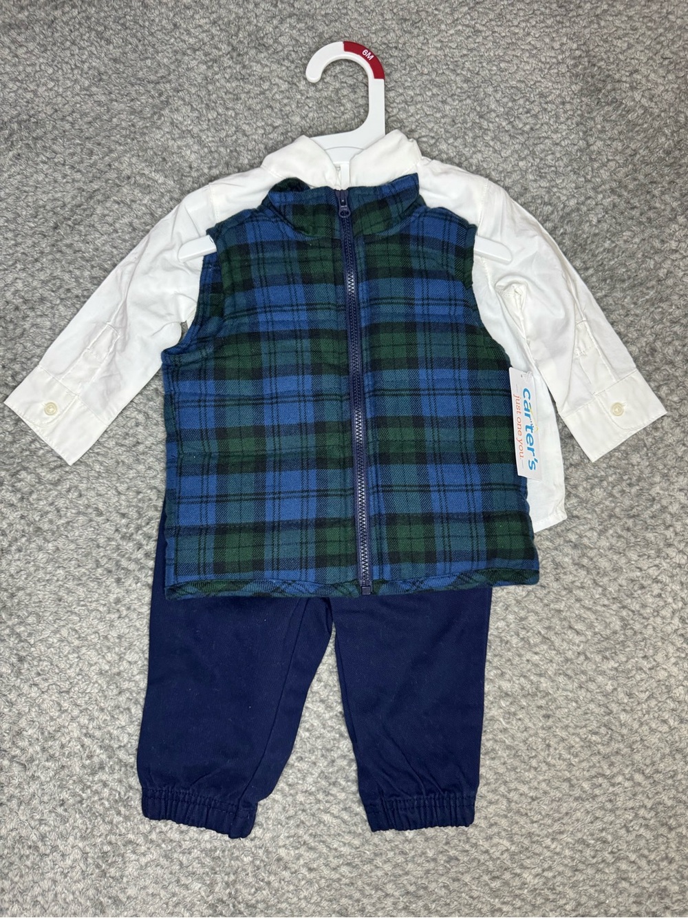 Carter’s Baby Boys 3pc Outfit - Top, Vest, & Pants - Blue Size 6 Months NWT